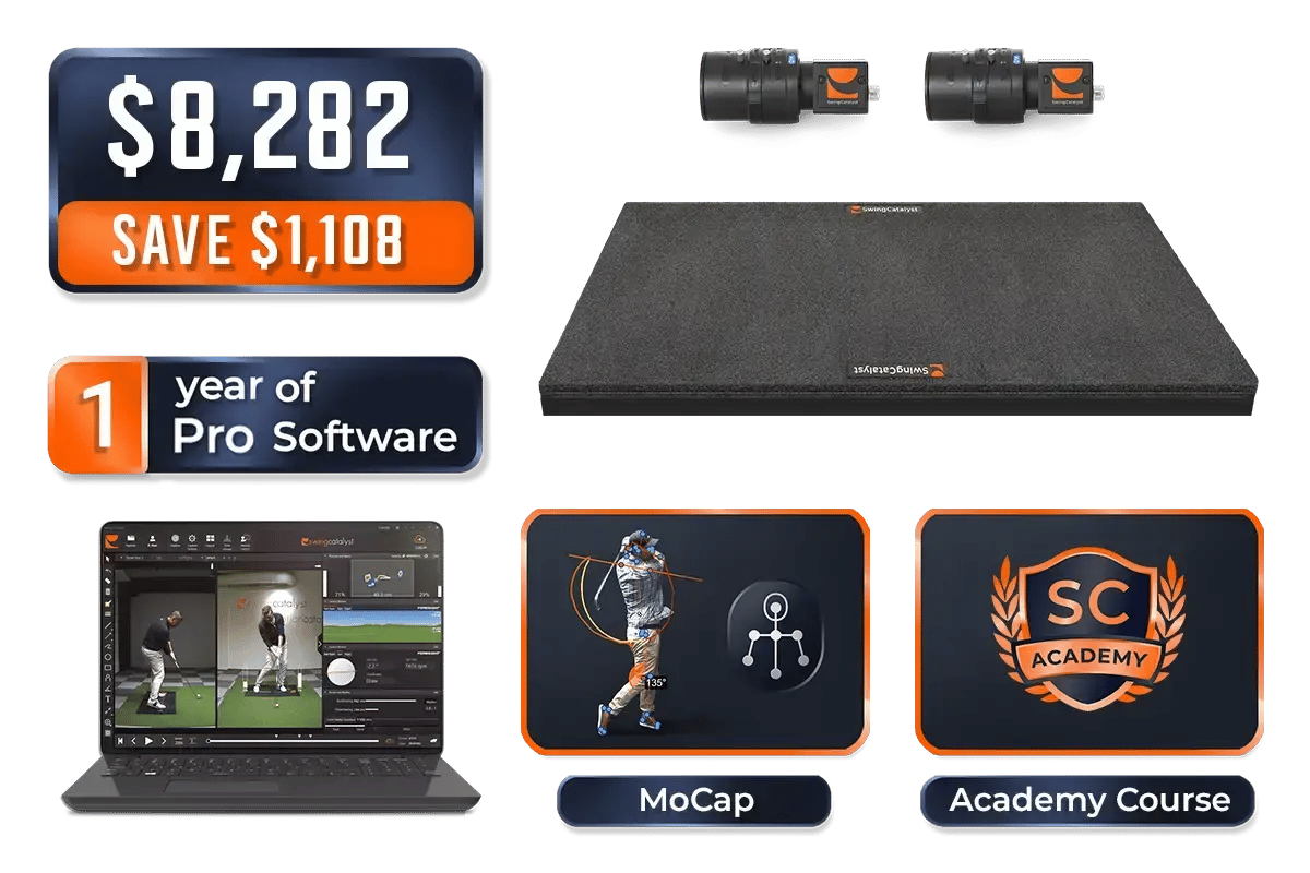 Pressure Studio System Labor Day bundle: Balance Plate, two Fox USB cameras, one year of Pro software with markerless motion capture, and the Coaching with Pressure course. $8,282, save $1,108.